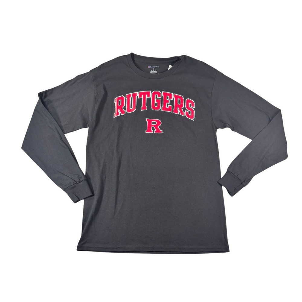 Champion Rutgers Scarlet Knights Long Sleeve T-Shirt Black Mens Medium NWT